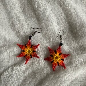 Handmade Beaded Sunburst Earrings